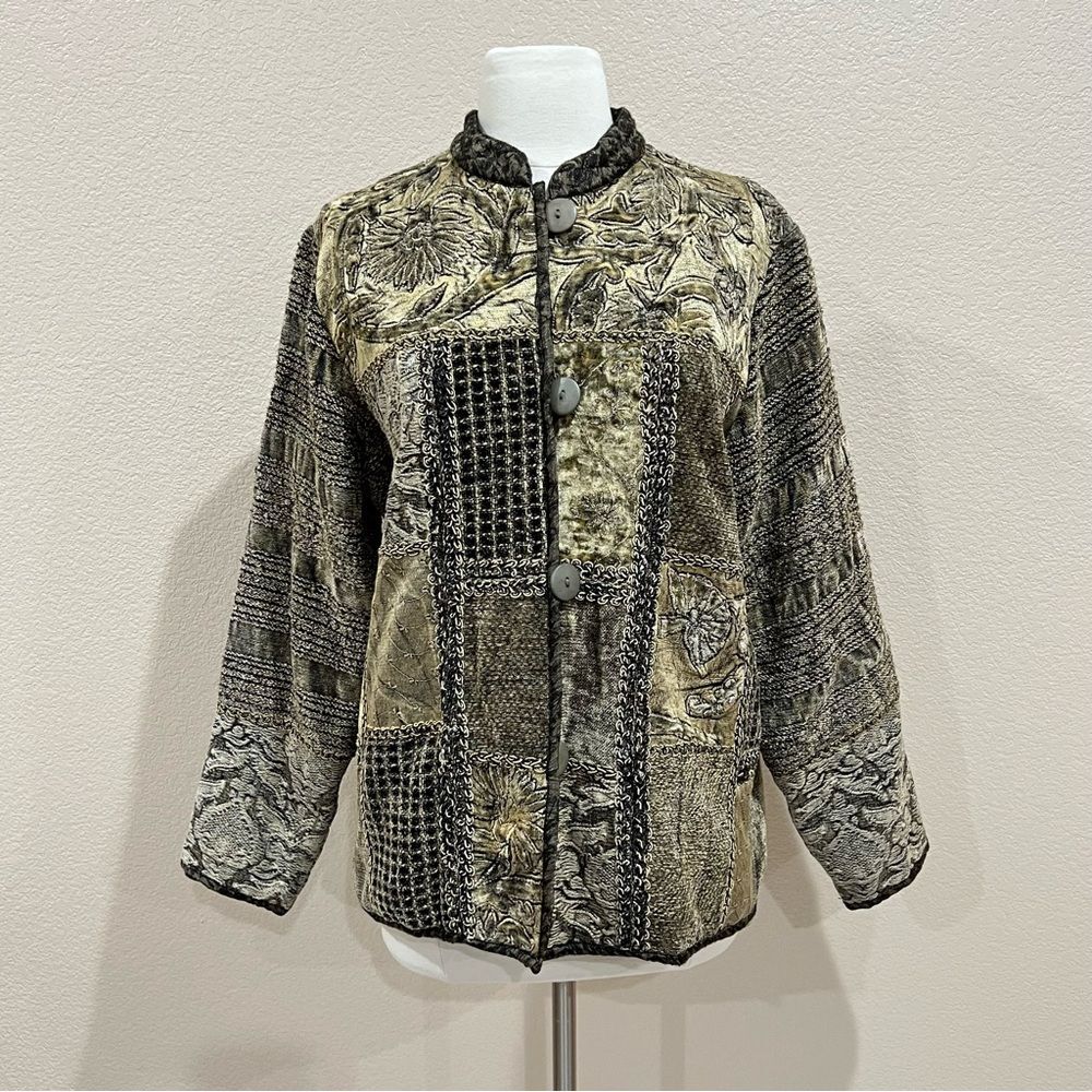 Flashback Velour Patchwork Blazer Jacket Size Sma… - image 2